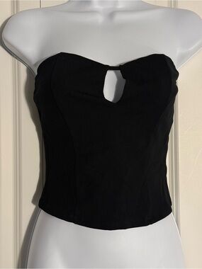 Sparkle & Fade Black Strapless Keyhole Bustier Crop Top